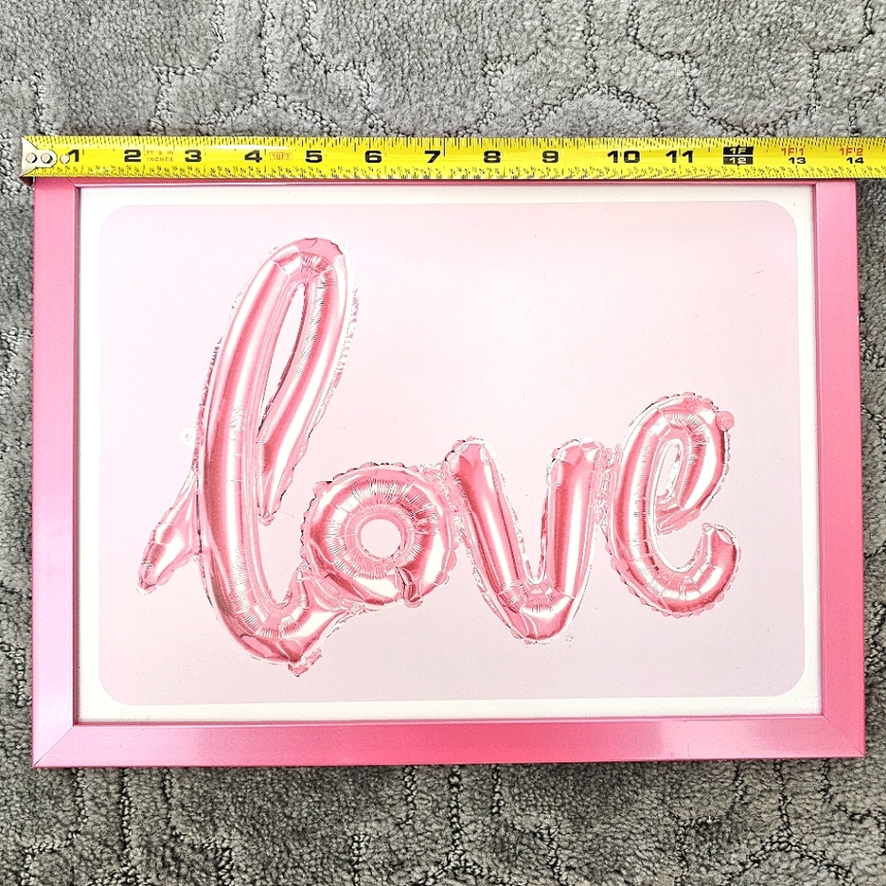 Pink Love Balloon Letters Wall Art w/Pink Frame Girls Room Decor